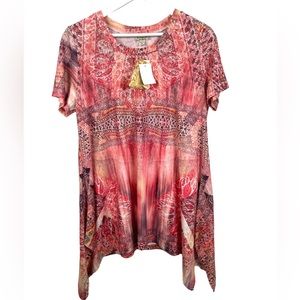 NWT ONE WORLD Live & Let Live XS Short Sleeve Asymmetrical Top